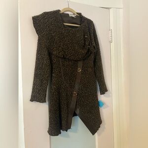 Joseph Ribkoff Textured Brown cowl neck sweater coat
